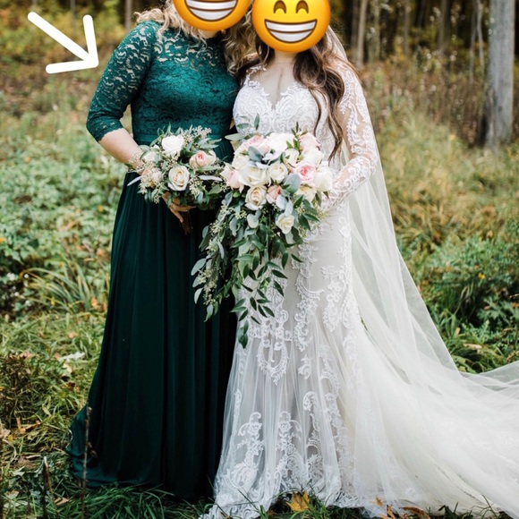 Lace Green Maxi Dress David’s Bridal - Picture 2 of 4